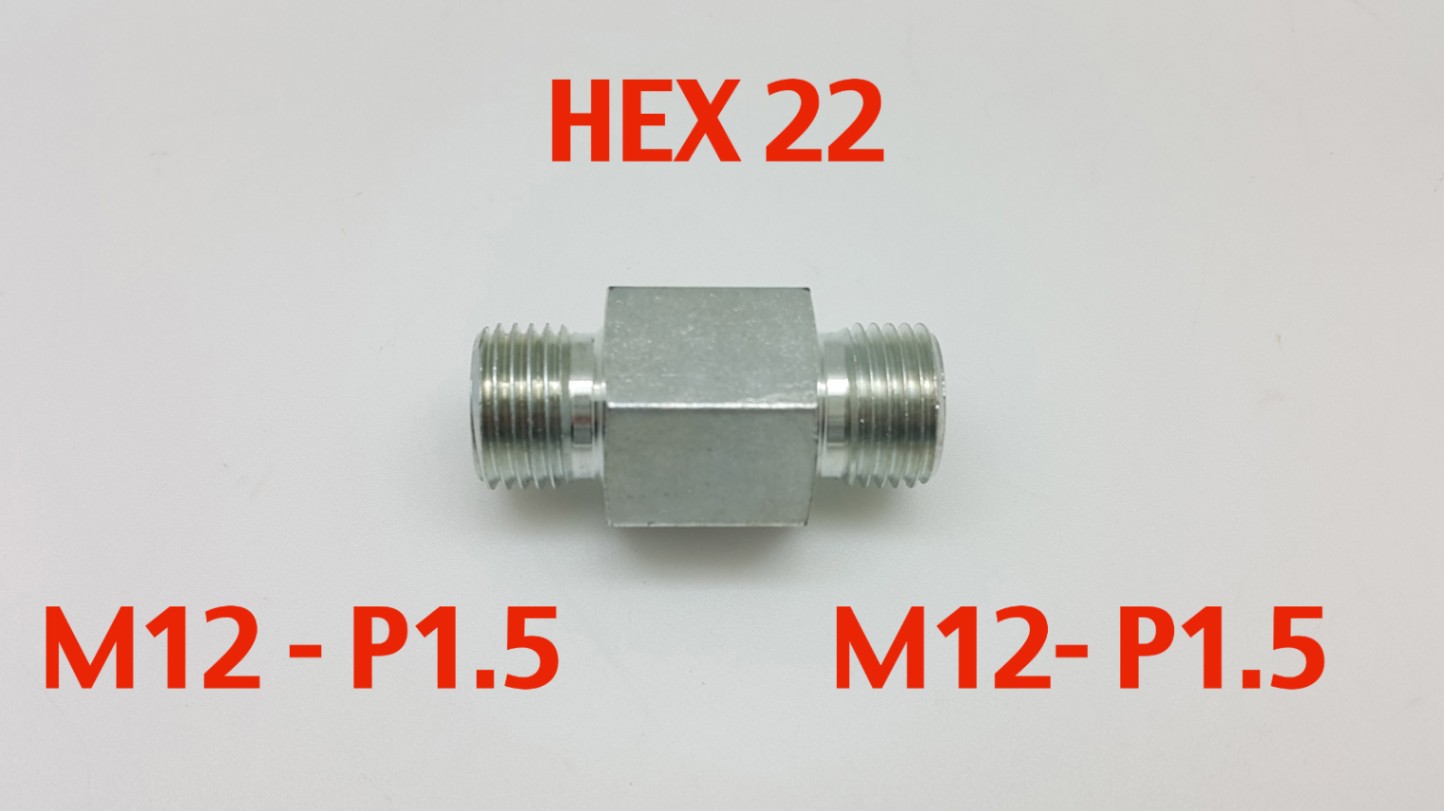 スチール製 継手 変換アダプター M12P1.5オスーM12P1.5オス ストレート