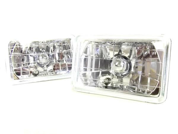 角目 4灯 クリスタル ヘッドライト ガラスレンズ 左右SET 裏側