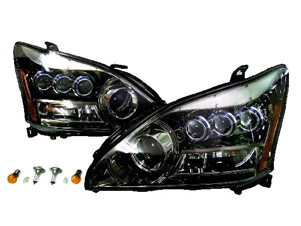 TOYOTA ハリアー30 3連プロジェクター　ヘッドライト　左右セット トヨタ ハリアー 30系 3連プロジェクター ヘッドライト アクア