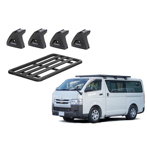 ロックンロードF 1570 × 805mm トヨタ H200系 ハイエース ベースキャリア 110mmガーターマウント フラットラック セット 全高2.1M以下 YAKIMA ヤキマ 正規品