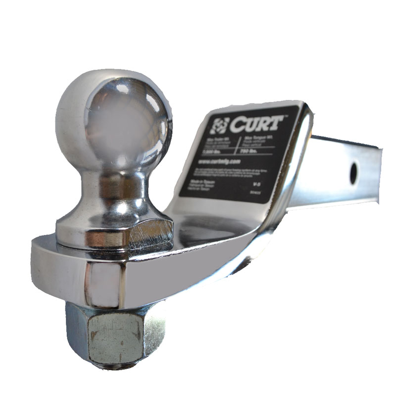 CURT 正規品 トレーラーヒッチ用 ボールマウント＋1-7/8インチヒッチボールセット 2インチ角 ヒッチピン付 2インチドロップ クロム メーカー保証付
