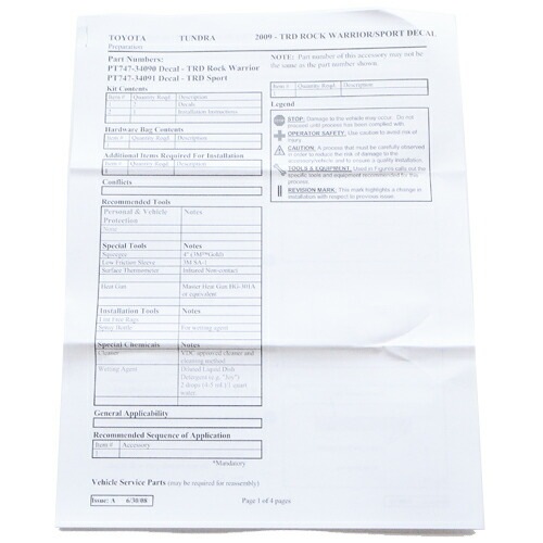 USトヨタ 純正品 TOYOTA タンドラ 全年式適合 TRDロックウォーリアー デカール シール レッド×チャコール 2枚