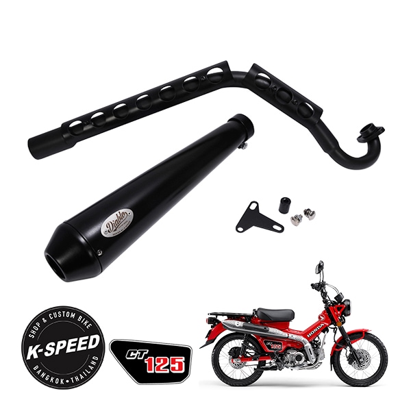 【K-SPEED製】 ホンダ ハンターカブ CT125 JA55 JA65 Diablo マフラー ブラック ディアブロ カスタムパーツ CT13 　|HONDA |JPN BRAND