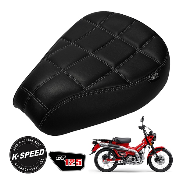 【K-SPEED製】 ホンダ Diablo ハンターカブ CT125 JA55 JA65 スクエアホワイトステッチシート ブラック K-SPEED-CT52 　|HONDA |JPN BRAND