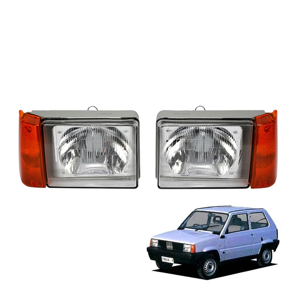 【TYC 正規品】 フィアット パンダ FIAT PANDA 141型 ヘッドランプ 左ハンドル仕様 ヘッドライト アンバー オレンジコーナー H4E変換アダプター付 純正タイプ 左右セット 20-6083-05-2B 20-6084-05-2B