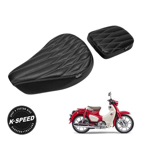 【K-SPEED製】 ホンダ Diablo スーパーカブ C125 JA48 JA58 シートセット ライダー タンデム ダイヤステッチ ブラック 2個セット CA02