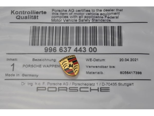 ポルシェ 純正 キーヘッドエンブレム カラークレスト ミニ エンブレム