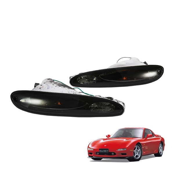【DEPO 正規品】 マツダ RX-7 RX7 FD3S 1型 2型 3型 4型 前期 フロント バンパー コンビランプ ブラック スモーク 左右セット