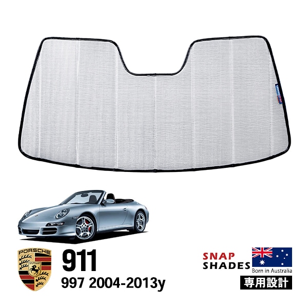 【SNAPSHADES 正規品】専用設計 フロント サンシェード フロントガラス シルバー 3層構造 吸盤不要 折りたたみ式 ケース付 ポルシェ 911 997 スナップシェード