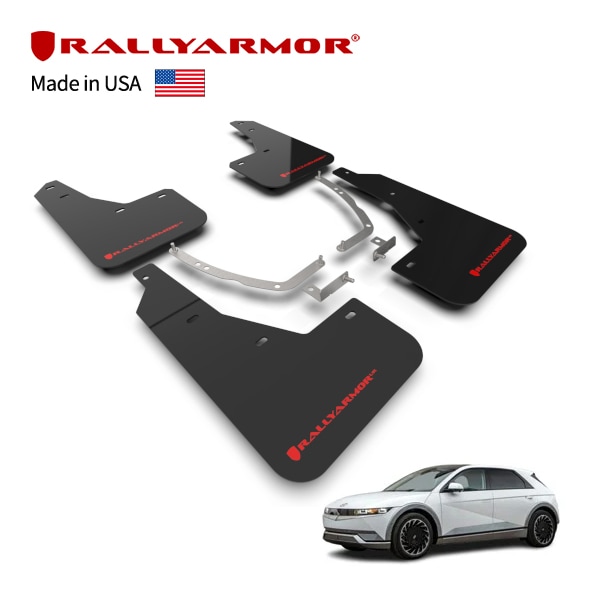 【RallyArmor 正規品】マッドフラップ 泥除け マッドガード フロント リア 1台分 4枚セット ポリウレタン製 ブラック RallyArmorロゴ入 22y-(令和4年5月〜現行) ヒョンデ アイオニック5 NE ラリーアーマー　