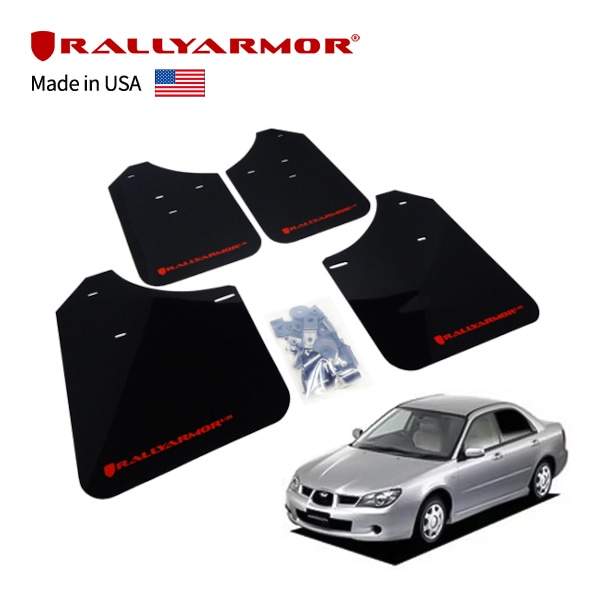 【RallyArmor 正規品】マッドフラップ 泥除け マッドガード フロント リア 1台分 4枚セット ポリウレタン製 ブラック RallyArmorロゴ入 スバル 02-07y(平成14年11月~平成19年6月) インプレッサ WRX Sti GDA/GDB ラリーアーマー