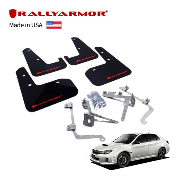 【RallyArmor 正規品】マッドフラップ 泥除け マッドガード フロント リア 1台分 4枚セット ポリウレタン製 ブラック RallyArmorロゴ入 11-14y(平成23年1月～平成26年8月) スバル インプレッサ WRX Sti GVB/GVF ラリーアーマー　