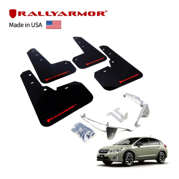 【RallyArmor 正規品】マッドフラップ 泥除け マッドガード フロント リア 1台分 4枚セット ポリウレタン製 ブラック RallyArmorロゴ入 12-17y(平成24年10月～平成29年4月) スバル XV GP系 ラリーアーマー　