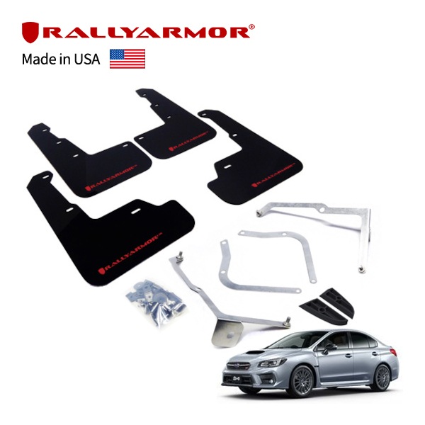 【RallyArmor 正規品】マッドフラップ 泥除け マッドガード フロント リア 1台分 4枚セット ポリウレタン製 ブラック RallyArmorロゴ入 14-21y(平成26年8月〜令和3年3月) スバル WRX S4 14-20y(平成26年8月〜令和2年4月) WRX STI VA系 ラリーアーマー