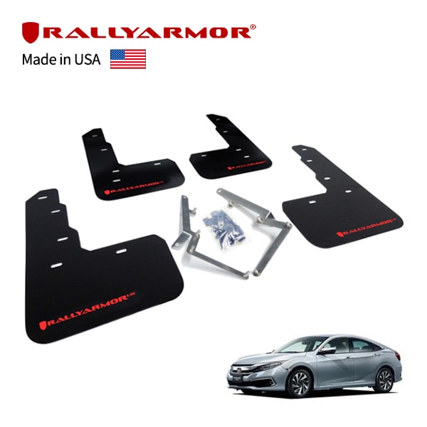【RallyArmor 正規品】マッドフラップ 泥除け マッドガード フロント リア 1台分 4枚セット ポリウレタン製 ブラック RallyArmorロゴ入 17-21y(平成29年9月～令和3年6月) ホンダ シビックタイプR FC1系 ラリーアーマー　