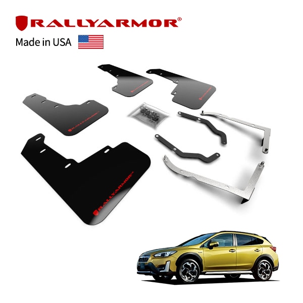 【RallyArmor 正規品】マッドフラップ 泥除け マッドガード フロント リア 1台分 4枚セット ポリウレタン製 ブラック RallyArmor ロゴ入 17-23y-(平成29年5月〜令和5年4月) スバル XV GT系 ラリーアーマー