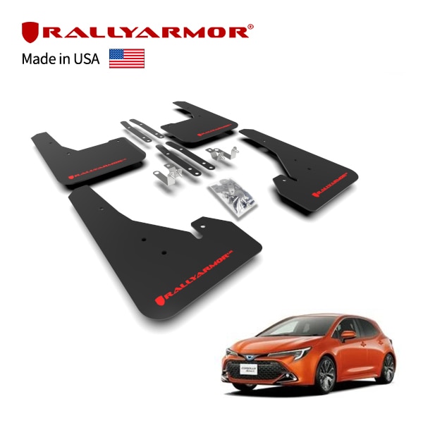 【RallyArmor 正規品】マッドフラップ 泥除け マッドガード フロント リア 1台分 4枚セット ポリウレタン製 ブラック RallyArmorロゴ入 18y-(平成30年6月～現行) トヨタ カローラスポーツ 210系 ラリーアーマー　