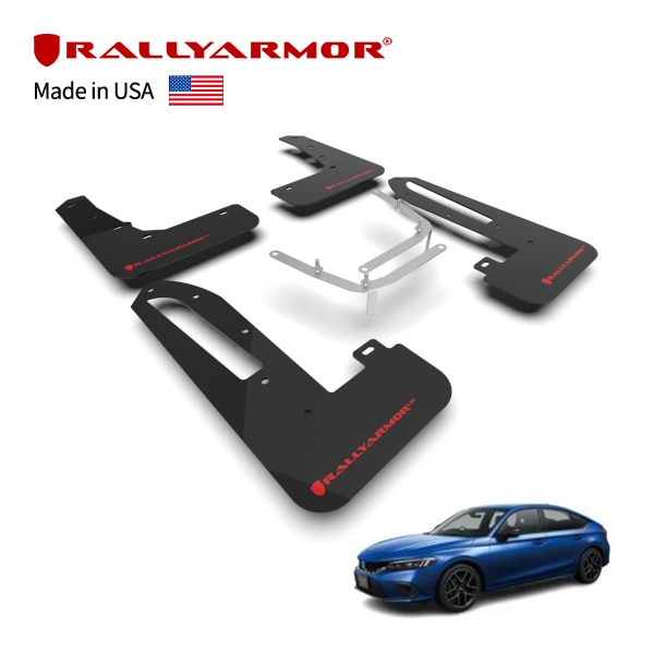 【RallyArmor 正規品】マッドフラップ 泥除け マッドガード フロント リア 1台分 4枚セット ポリウレタン製 ブラック RallyArmorロゴ入 22y-(令和4年9月〜現行) ホンダ シビックタイプR FL系 ラリーアーマー　