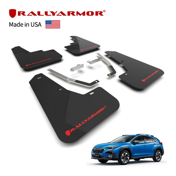 【RallyArmor 正規品】マッドフラップ 泥除け マッドガード フロント リア 1台分 4枚セット ポリウレタン製 ブラック RallyArmorロゴ入 24y-(令和6年9月〜現行) スバル クロストレック GU系 ラリーアーマー　