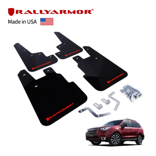 【RallyArmor 正規品】マッドフラップ 泥除け マッドガード フロント リア 1台分 4枚セット ポリウレタン製 ブラック RallyArmorロゴ入 12-18y(平成24年11月～平成30年7月) スバル フォレスター SJ系 ラリーアーマー　