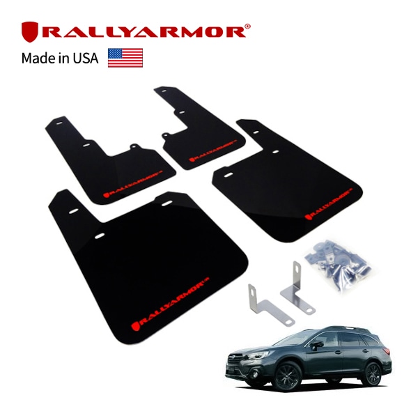 【RallyArmor 正規品】マッドフラップ 泥除け マッドガード フロント リア 1台分 4枚セット ポリウレタン製 ブラック RallyArmorロゴ入 12-18y(平成24年11月～平成30年7月) スバル レガシィアウトバック BS系 ラリーアーマー　
