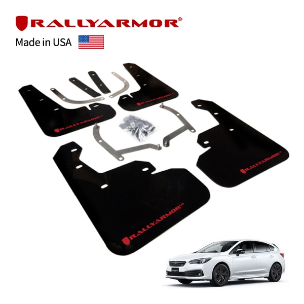 【RallyArmor 正規品】マッドフラップ 泥除け マッドガード フロント リア 1台分 4枚セット ポリウレタン製 ブラック RallyArmorロゴ入 16-23y(平成28年10月～令和5年4月) スバル インプレッサスポーツ GT系 ラリーアーマー　