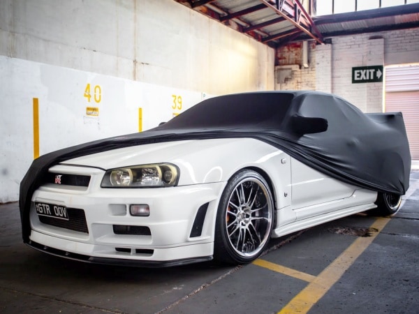 【FITMINT 正規品】 インドアカーカバー 屋内用ボディカバー ブラック 日産 6代目 スカイライン GT-R GTR GTT R34 98-02y (平成10年6月～平成14年7月) 車種別専用設計