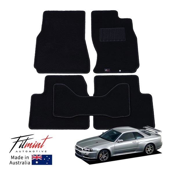 【FITMINT 正規品】 フロアマット カーペットマット ブラック 日産 6代目 スカイライン GT-R GTR GTT 4WD R34 98-02y (平成10年6月〜平成14年7月) 車種別専用