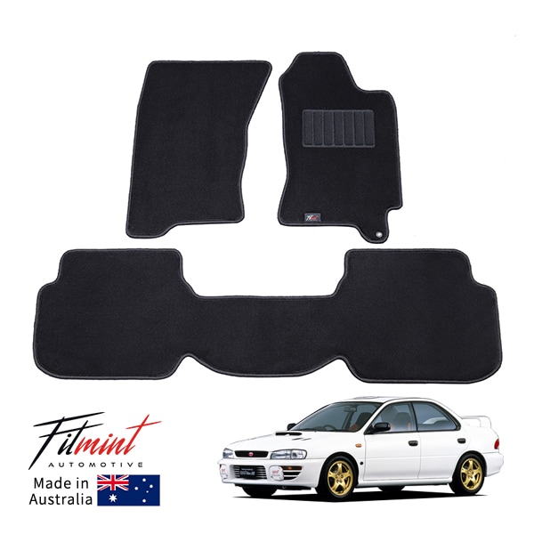 【FITMINT 正規品】 スバル インプレッサ GC8 GF8 2.0 WRX 4WD STI フロアマット 高級カーペットマット ブラック 前後3枚セット