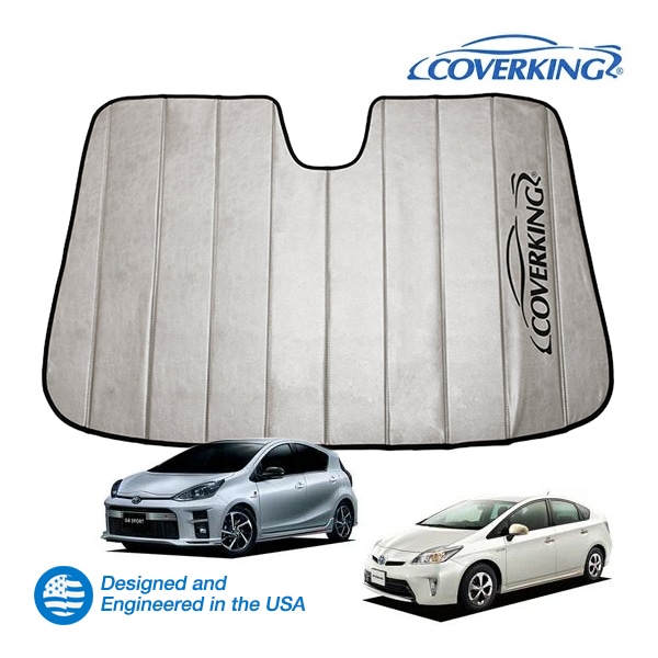 【CoverKing 正規品】 専用設計 サンシェード 吸盤不要 折りたたみ式 グレー 収納袋付き 09-15y(平成21年5月～平成27年12月) トヨタ プリウス 30系 11-21y(平成23年12月～令和3年7月) アクア 10系 カバーキング　