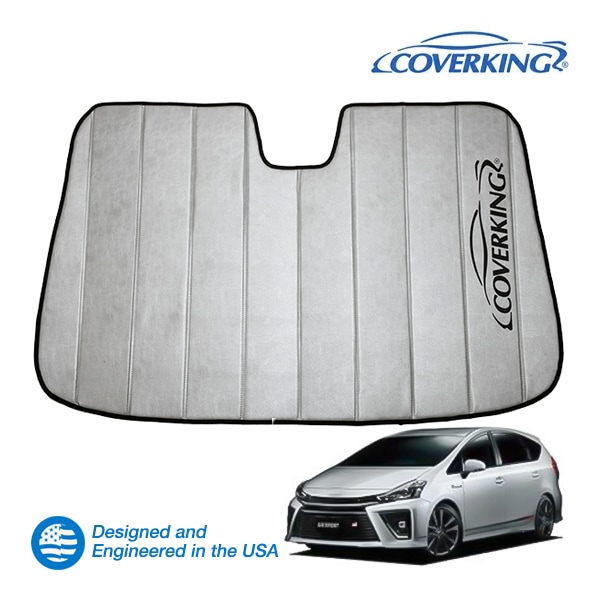【CoverKing 正規品】 専用設計 サンシェード 吸盤不要 折りたたみ式 グレー 収納袋付き 11-21y(平成23年5月～令和3年3月) トヨタ プリウスα 40系 カバーキング　