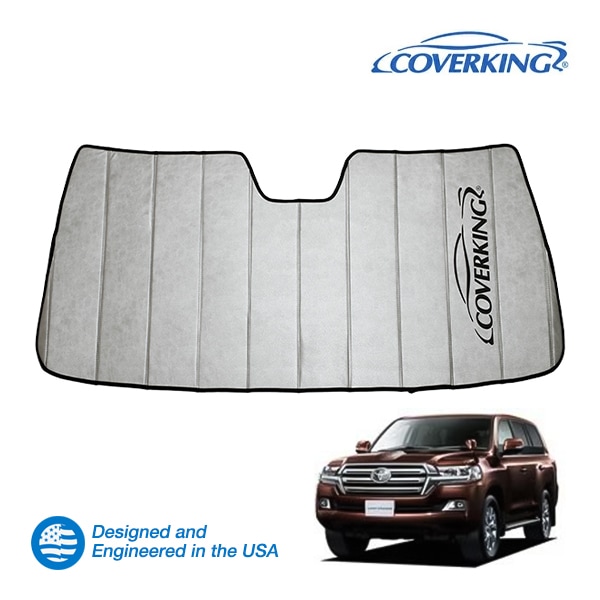 【CoverKing 正規品】 専用設計 サンシェード 吸盤不要 折りたたみ式 グレー 収納袋付き 07-21y(平成19年9月～令和3年8月) トヨタ ランドクルーザー 200 ランクル カバーキング　