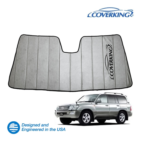 【CoverKing 正規品】 専用設計 サンシェード 吸盤不要 折りたたみ式 グレー 収納袋付き 98-07y(平成10年1月～平成19年7月) トヨタ ランドクルーザー100 ランクル カバーキング　