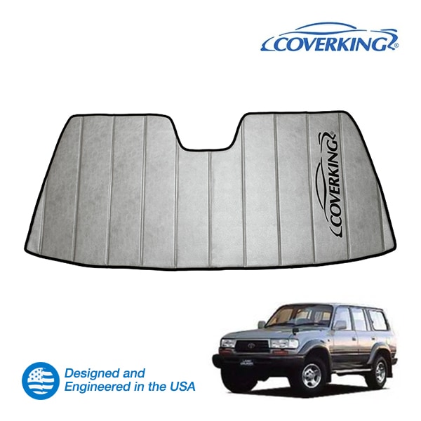 【CoverKing 正規品】 専用設計 サンシェード 吸盤不要 折りたたみ式 グレー 収納袋付き 89-96y(平成1年10月～平成8年8月) トヨタ ランドクルーザー80 ランクル カバーキング　