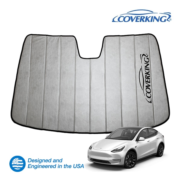 【CoverKing 正規品】 専用設計 サンシェード 吸盤不要 折りたたみ式 グレー 収納袋付き 20y- テスラ モデルY カバーキング