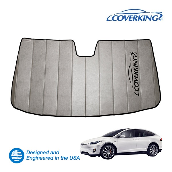 【CoverKing 正規品】 専用設計 サンシェード 吸盤不要 折りたたみ式 グレー 収納袋付き 15y- テスラ モデルX カバーキング