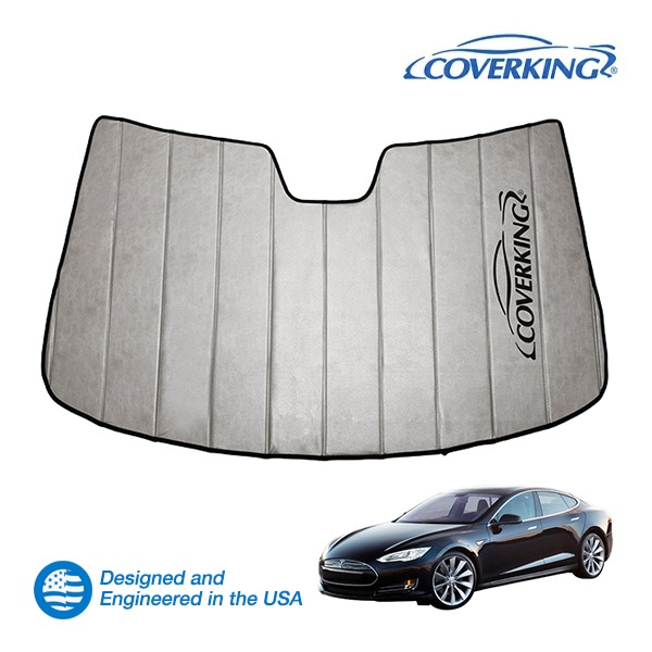 【CoverKing 正規品】 専用設計 サンシェード 吸盤不要 折りたたみ式 グレー 収納袋付き 16y- テスラ モデルS カバーキング