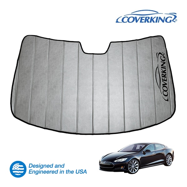 【CoverKing 正規品】 専用設計 サンシェード 吸盤不要 折りたたみ式 グレー 収納袋付き 12-15y テスラ モデルS カバーキング