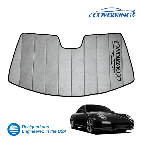 【CoverKing 正規品】 専用設計 サンシェード 吸盤不要 折りたたみ式 グレー 収納袋付き 04-13y(平成16年8月～平成25年3月) ポルシェ 911 997 カバーキング　