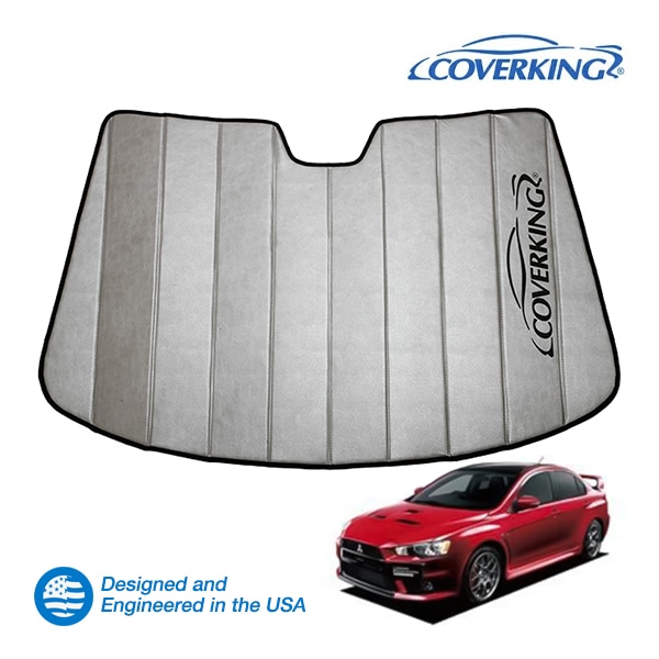 【CoverKing 正規品】 専用設計 サンシェード 吸盤不要 折りたたみ式 グレー 収納袋付き 07-15y(平成19年10月～平成27年9月) 三菱 ランサーエボリューション ランエボ X  CS2A/CZ4A カバーキング　