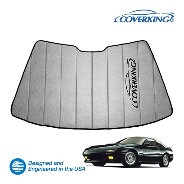 【CoverKing 正規品】 専用設計 サンシェード 吸盤不要 折りたたみ式 グレー 収納袋付き 85-92y(昭和60年10月～平成4年12月) マツダ RX-7 FC3S カバーキング　