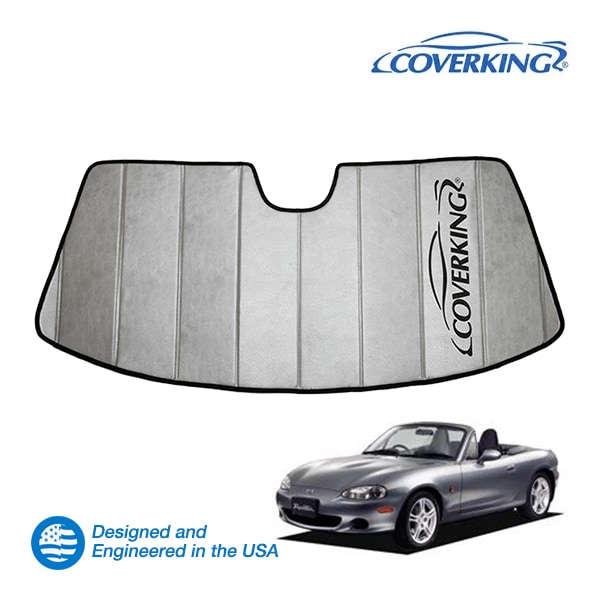 【CoverKing 正規品】 専用設計 サンシェード 吸盤不要 折りたたみ式 グレー 収納袋付き 98-05y(平成10年1月～平成17年8月) マツダ ロードスターNB系 カバーキング　