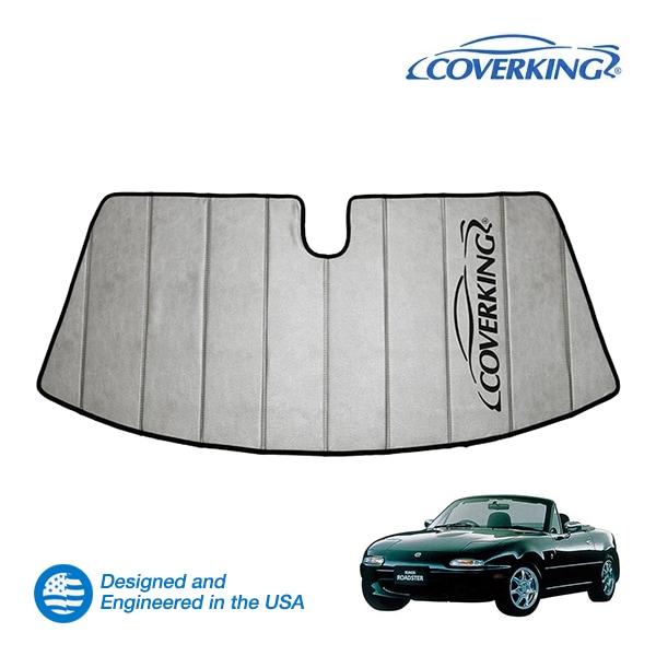 【CoverKing 正規品】 専用設計 サンシェード 吸盤不要 折りたたみ式 グレー 収納袋付き 89-98y(平成1年9月～平成10年1月) マツダ ロードスターNA系 カバーキング　