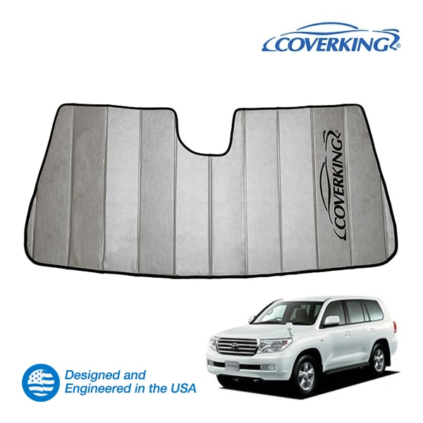 【CoverKing 正規品】 専用設計 サンシェード 吸盤不要 折りたたみ式 グレー 収納袋付き 07-15y(平成19年9月～平成27年8月) トヨタ ランドクルーザー 200 ランクル 前期 中期 カバーキング