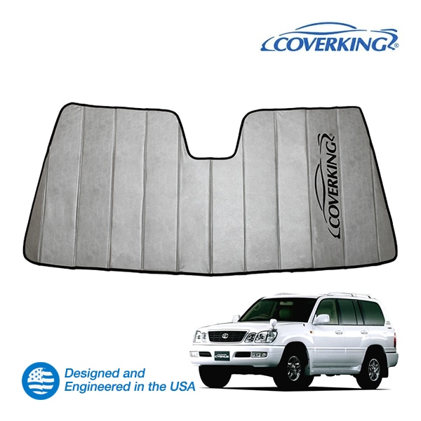 【CoverKing 正規品】 専用設計 サンシェード 吸盤不要 折りたたみ式 グレー 収納袋付き 99-07y(平成11年1月～平成19年7月) トヨタ ランドクルーザーシグナス 100 ランクル カバーキング　