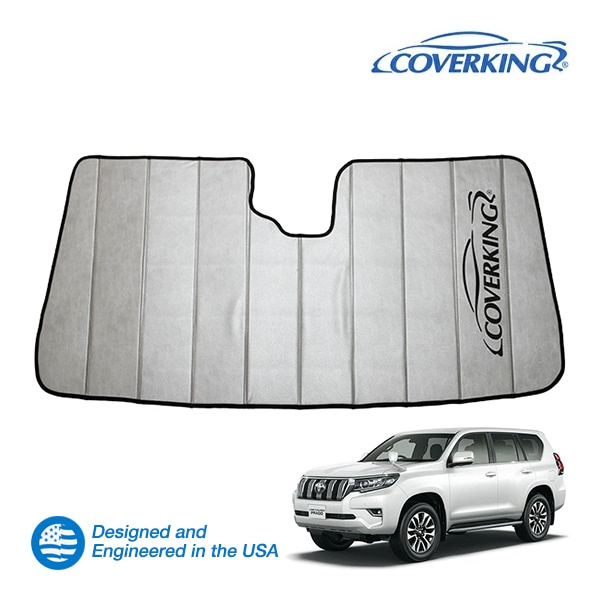 【CoverKing 正規品】 専用設計 サンシェード 吸盤不要 折りたたみ式 グレー 収納袋付き 22-23y(令和4年8月～令和5年11月) トヨタ ランドクルーザープラド 150 ランクル カバーキング