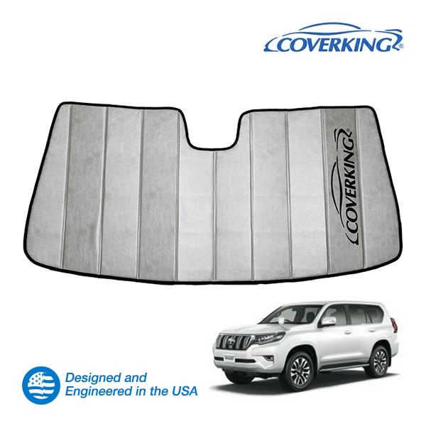 【CoverKing 正規品】 専用設計 サンシェード 吸盤不要 折りたたみ式 グレー 収納袋付き 09-21y(平成21年9月～令和3年6月) トヨタ ランドクルーザープラド 150 ランクル カバーキング　