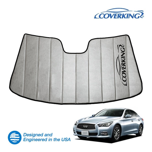 【CoverKing 正規品】 専用設計 サンシェード 吸盤不要 折りたたみ式 グレー 収納袋付き 14y-(平成26年2月～現行) 日産 スカイライン V37系 カバーキング　