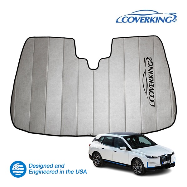 【CoverKing 正規品】 専用設計 サンシェード 吸盤不要 折りたたみ式 グレー 収納袋付き 21y-(令和3年11月～現行) BMW iX i20 カバーキング　