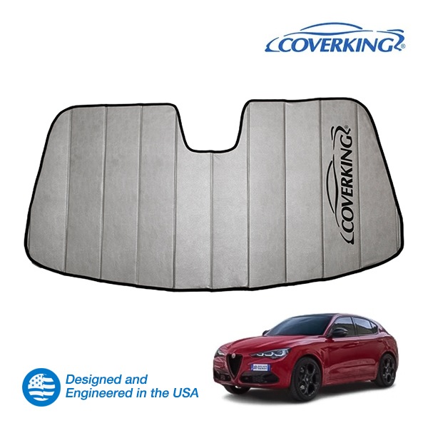 【CoverKing 正規品】 専用設計 サンシェード 吸盤不要 折りたたみ式 グレー 収納袋付き 18y-(平成30年7月~現行) アルファロメオ ステルヴィオ 949 STELVIO カバーキング